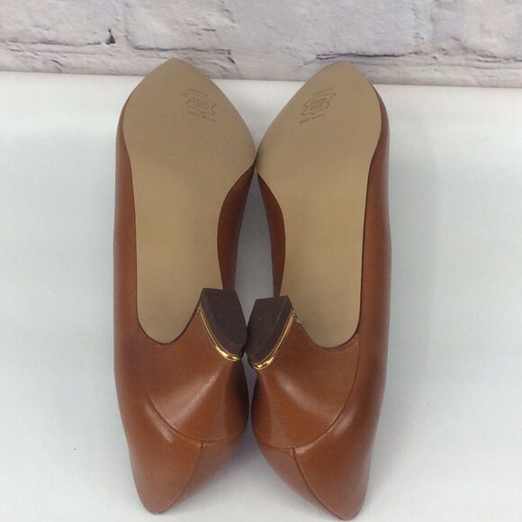 Joyce Vintage Pointed Toe Pump Heels Women’s Size 7.5 N Brown/Cognac Leather - Picture 4 of 12